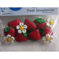 Dress it up Knöpfe  Erdbeeren + Blumen  (1 Pck.) Fresh Strawberries Bild 1