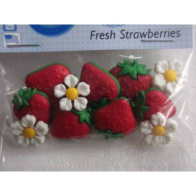 Dress it up Knöpfe  Erdbeeren + Blumen  (1 Pck.) Fresh Strawberries