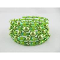 Armband Armreif Spiralarmband Grün Perlen (A36) Bild 1