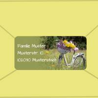 24 Adressaufkleber | Fahrrad mit Blumenstrauß - eckig 3,0 x 6,5 cm Bild 2