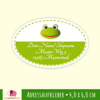 18 Adressaufkleber | Frosch - oval 6,0 x 4,0 cm