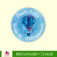 15 Adressaufkleber | Heißluftballon - rund 5 cm Ø Bild 1