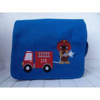 Kindergartentasche - blau - kleiner Feuerwehrbär Bild 1