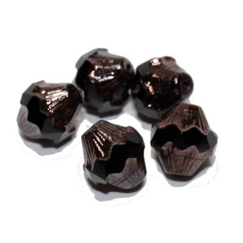 5 Glasschliff Bicone, 11x10mm, black opaque lustered