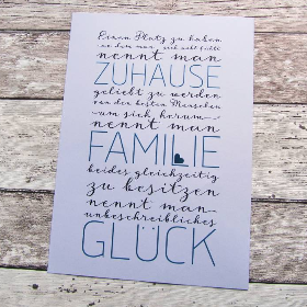 AUSVERKAUF! Kunstdruck "Zuhause-Familie-Glück" aus der Manufaktur Karla