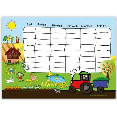A4 Stundenplan | Bauernhof - optional wiederbeschreibbar