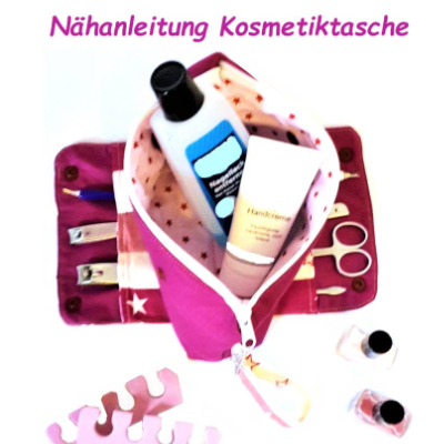 Nähanleitung Kosmetiktasche, Maniküre- und Pediküre Tasche mit Fächern an den Außenklappen
