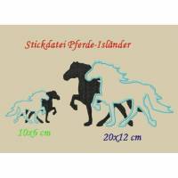 Stickdatei, Pferde-Isländer 10x6cm + 20x12cm zum besticken von T-Shirts und Handtüchern Bild 1