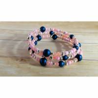Wickelarmband, rosa-nachtblau, Spiralarmband, Armband, Armreif, Armband zum Wickeln, ohne Verschluss, Memory Wire Bild 1