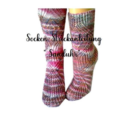 Socken-Strickanleitung "Sanduhr", Sockenstrickmuster in deutsch und englisch geschrieben