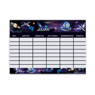 A4 Stundenplan | Weltall - personalisierbar, optional wiederbeschreibbar