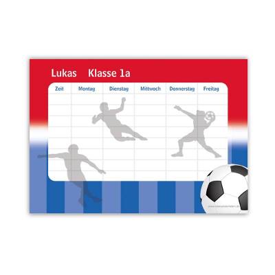 A4 Stundenplan | Fußball rot-blau - personalisierbar, optional wiederbeschreibbar
