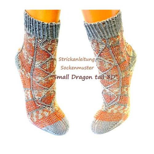 Strickanleitung Sockenmuster "Small Dragon tail 3D"