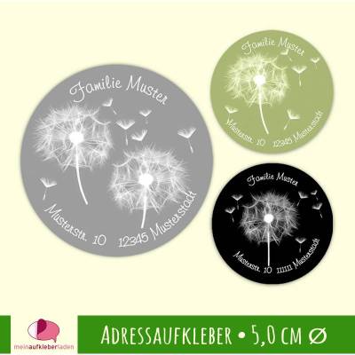 15 Adressaufkleber | Pusteblume - rund 5 cm Ø