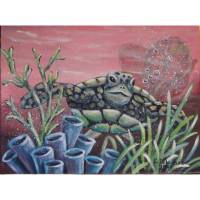 Acrylgemälde "Sea Turtle III" -  Kunst Acryl Gemalt Schildkröte Unikat 40cmx30cm Bild 1