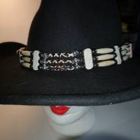 Hutband, Hairpipe, mit Onyx-Perlen, mittig dunkelbraune Bonepipes (HB 5) Bild 1