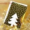 5 Karten mit Umschlag, Weihnachtskarten Tannenbaum. goldfarben glänzend, Weihnachtsbaum, Schneeflocken Bild 1