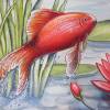 Acrylgemälde "Karpfenteich" - Fisch Koi Goldfisch Kunst Bild Leinwand 80cmx60cm Bild 3