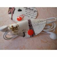 Kabelhalter, 2 Stück aus Kunstleder,  für Kopfhörer oder Ladekabel, mit Paris-Motiven Bild 1