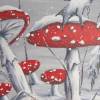 Acrylgemälde "Verschneite Fliegenpilze" - Kunst Wandbild Pilze Bild Leinwand 50cmx40cm Bild 3