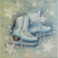 Acrylgemälde "Winter Joy" - Kunst Acryl Bild Wanddeko Malerei 50cmx50cm Bild 1