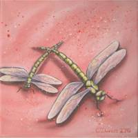 Acrylgemälde "Libellen" - Kunst Leinwand Keilrahmen Bild Geschenk 30cmx30cm Bild 1