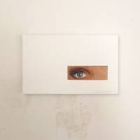 Kunstobjekt und Wandskulptur oder Buchstütze Auge, Dekorative minimalistische Kunst Bild 1