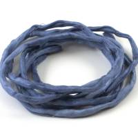 Handgefärbtes Habotai-Seidenband Jeansblau ø3mm Seidenschnur 100% reine Seide Bild 1