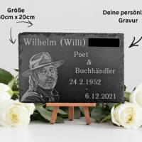 Grabstein/Gedenktafeln (30x20cm) aus Schiefer mit persönlicher Wunschgravur/Urnengrab/Grabschmuck/Fotogravur/Gedenktafel Bild 1