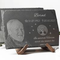 Grabstein/Gedenktafeln (30x20cm) aus Schiefer mit persönlicher Wunschgravur/Urnengrab/Grabschmuck/Fotogravur/Gedenktafel Bild 3