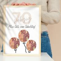 Geldgeschenk 70. Geburtstag zum selbst ausdrucken | Geschenkvorlage für Mann und Frau - Digitaler Download Bild 4