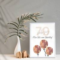 Geldgeschenk 70. Geburtstag zum selbst ausdrucken | Geschenkvorlage für Mann und Frau - Digitaler Download Bild 7