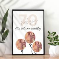 Geldgeschenk 70. Geburtstag zum selbst ausdrucken | Geschenkvorlage für Mann und Frau - Digitaler Download Bild 8