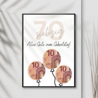 Geldgeschenk 70. Geburtstag zum selbst ausdrucken | Geschenkvorlage für Mann und Frau - Digitaler Download Bild 9
