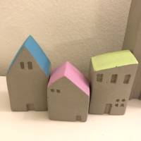 Hübsches Häuschen-Set, 7 Stück aus Beton für Haus und Garten, grau, verschiedene Größen Bild 4