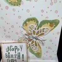 Geburtstagskarte mit Schmetterling: 'Happy Birthday' - wahlweise im Hoch- oder Querformat Bild 2