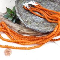 kleine handgemachte Glasperlen, Java - dunkles Orange opak- ca. 5-7mm - ganzer Strang - indo-pazifische Perlen #9 Bild 2