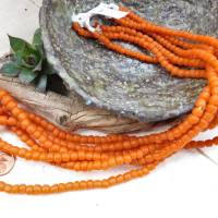 kleine handgemachte Glasperlen, Java - dunkles Orange opak- ca. 5-7mm - ganzer Strang - indo-pazifische Perlen #9 Bild 3