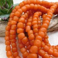kleine handgemachte Glasperlen, Java - dunkles Orange opak- ca. 5-7mm - ganzer Strang - indo-pazifische Perlen #9 Bild 7