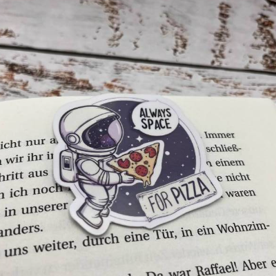 Lesezeichen magnetisch, Astronaut mit Pizza