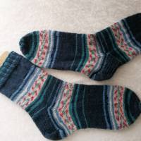 Herren Socken handgestrickt, Größe 44/45, Stricksocken, Wollsocken große Größe Bild 1