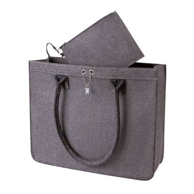 Handgefertigte Filz-Einkaufstasche mit praktischer Reißverschlusstasche für den Alltag und als Geschenkidee für verschie