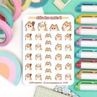Shiba Inu Emotes Nr 2 Sticker Sheet. Kawaii Hunde Emoji Aufkleber für Planer, Bullet Journal, Tagebuch Bild 1
