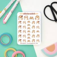 Shiba Inu Emotes Nr 2 Sticker Sheet. Kawaii Hunde Emoji Aufkleber für Planer, Bullet Journal, Tagebuch Bild 2