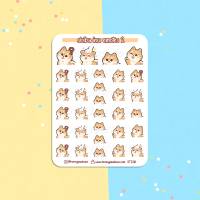 Shiba Inu Emotes Nr 2 Sticker Sheet. Kawaii Hunde Emoji Aufkleber für Planer, Bullet Journal, Tagebuch Bild 3