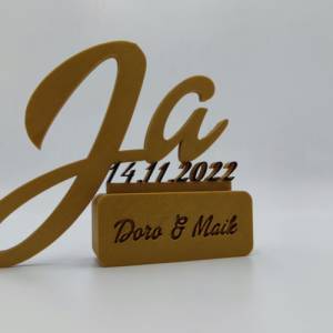 3D Druck | Personalisiertes | Geschenk Hochzeit | Heirat | Hochzeitsgeschenk | Ja | Datum | Namen Bild 1