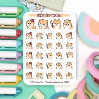Shiba Inu Emotes Nr 3 Sticker Sheet. Kawaii Hunde Emoji Aufkleber für Planer, Bullet Journal, Tagebuch Bild 1