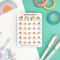 Shiba Inu Emotes Nr 3 Sticker Sheet. Kawaii Hunde Emoji Aufkleber für Planer, Bullet Journal, Tagebuch Bild 2