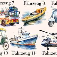 Bügelbilder Bügelmotiv Fahrzeuge Boot Schiff Helikopter Bus Junge Mädchen Höhe 10cm Bild 3