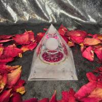 Rosenquarz Kristall Pyramide, Stressabbau, positive Energie anziehen, Chakren stärken, Fruchtbarkeitsfördernd Bild 3